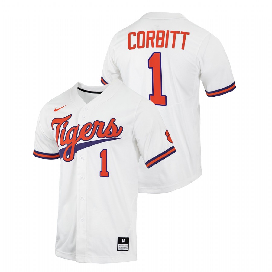 Clemson Tigers Tyler Corbitt Men White College Baseball Jersey