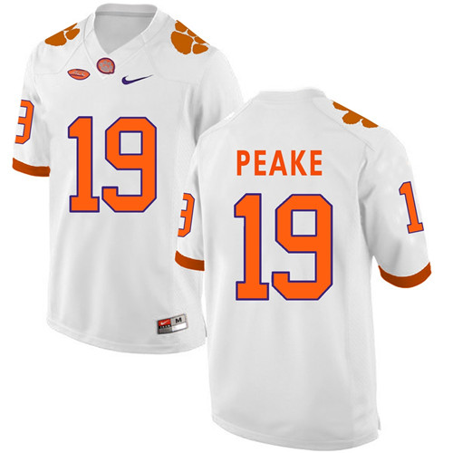 Clemson Tigers White Charone Peake Football Jersey