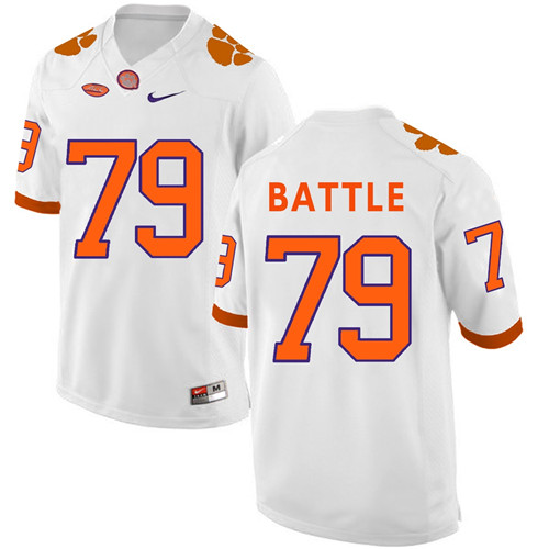 Clemson Tigers White Isaiah Battle Football Jersey