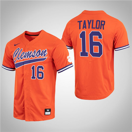 Clemson Tigers Will Taylor Full-Button College Baseball Jersey Orange