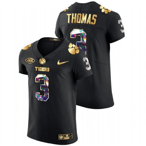 Clemson Tigers Xavier Thomas Golden Diamond Edition Black Jersey College Football