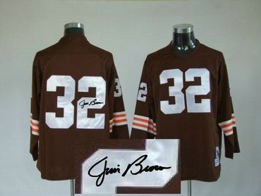 Cleveland Browns #32 Jim Brown Brown throwback Jersey(Signed Elite)