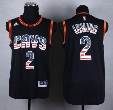 Cleveland Cavaliers #2 Kyrie Irving Black USA Flag Fashion Stitched NBA Jersey