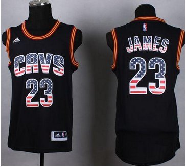 Cleveland Cavaliers #23 LeBron James Black USA Flag Fashion Stitched NBA Jersey