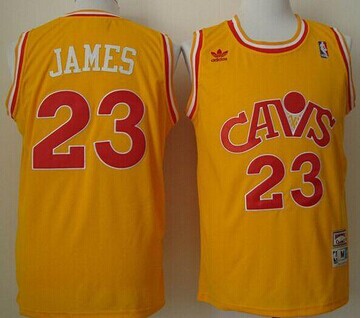 Cleveland Cavaliers #23 LeBron James Yellow CAVS Throwback NBA Jersey