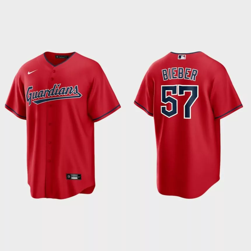 Cleveland Guardians Shane Bieber Replica Alternate Jersey – Red