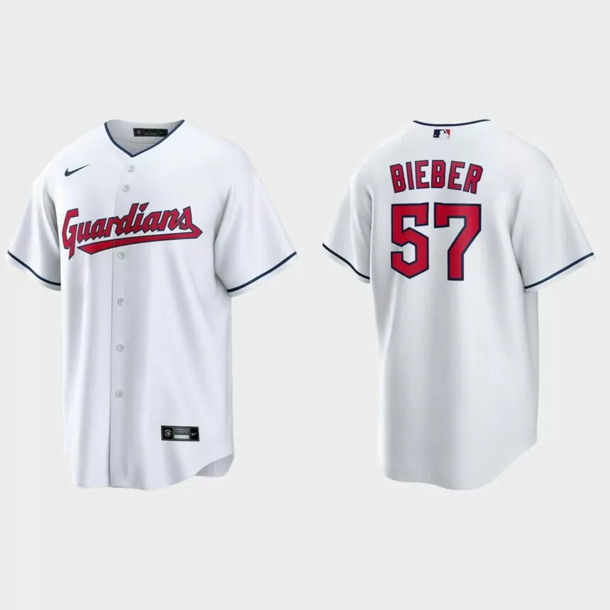 Cleveland Guardians Shane Bieber Replica Home Jersey – White