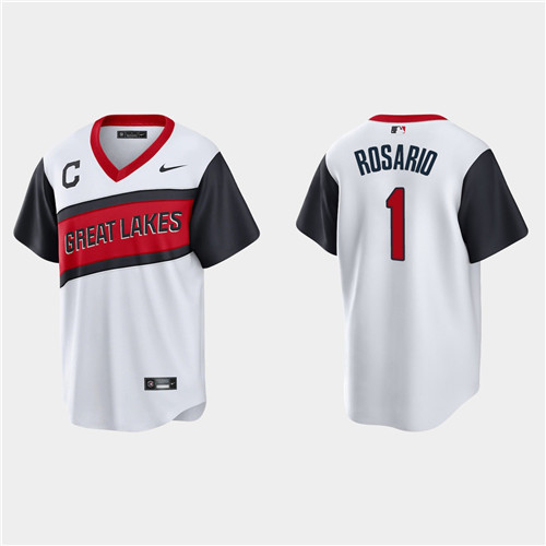 Cleveland Indians #1 Amed Rosario Men's Nike White 2021 Little League Classic Game MLB Jersey