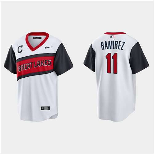 Cleveland Indians #11 Jose Ramirez Men's Nike White 2021 Little League Class Game MLB Jersey
