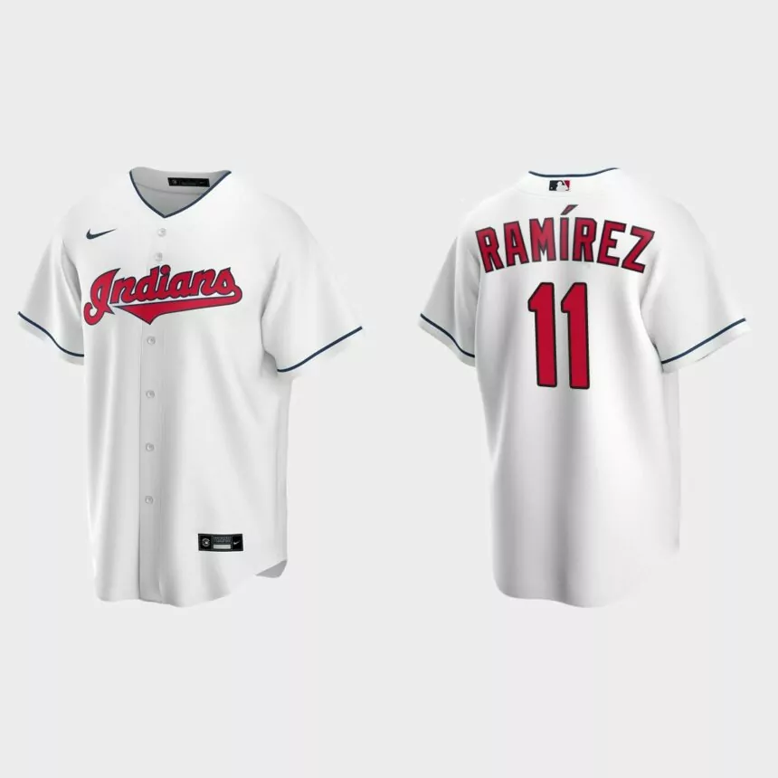 Cleveland Indians #11 Jose Ramirez White Replica Home Jersey