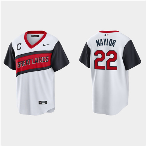 Cleveland Indians #22 Josh Naylor Men's Nike White 2021 Little League Class Game MLB Jersey