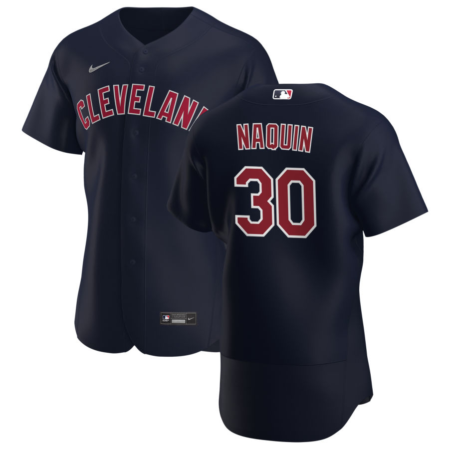 Cleveland Indians #30 Tyler Naquin Men's Nike Navy Alternate 2020 Authentic Player MLB Jersey