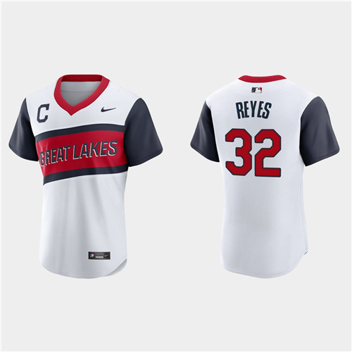 Cleveland Indians #32 Franmil Reyes Men's Nike White 2021 Little League Class Authentic MLB Jersey