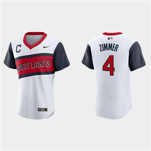 Cleveland Indians #4 Bradley Zimmer Men's Nike White 2021 Little League Classic Authentic MLB Jersey