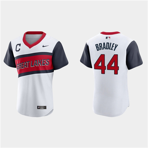 Cleveland Indians #44 Bobby Bradley Men's Nike White 2021 Little League Classic Authentic MLB Jersey