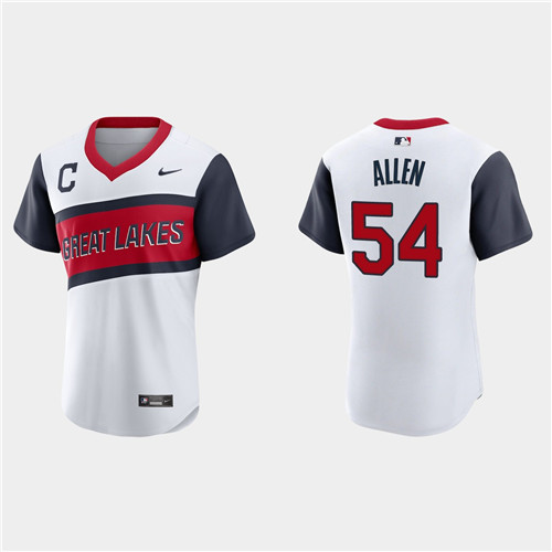 Cleveland Indians #54 Logan Allen Men's Nike White 2021 Little League Class Authentic MLB Jersey