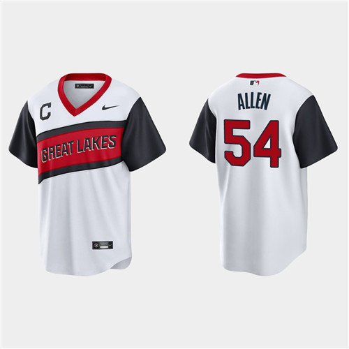 Cleveland Indians #54 Logan Allen Men's Nike White 2021 Little League Class Game MLB Jersey