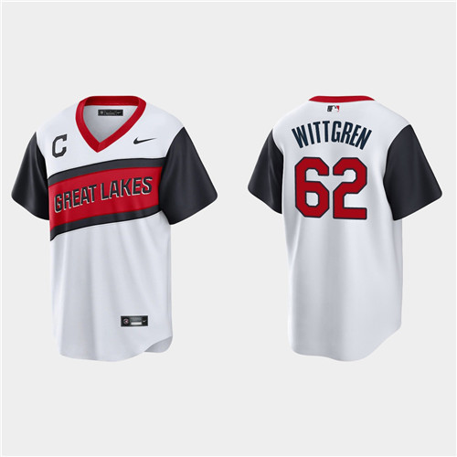 Cleveland Indians #62 Nick Wittgren Men's Nike White 2021 Little League Class Game MLB Jersey