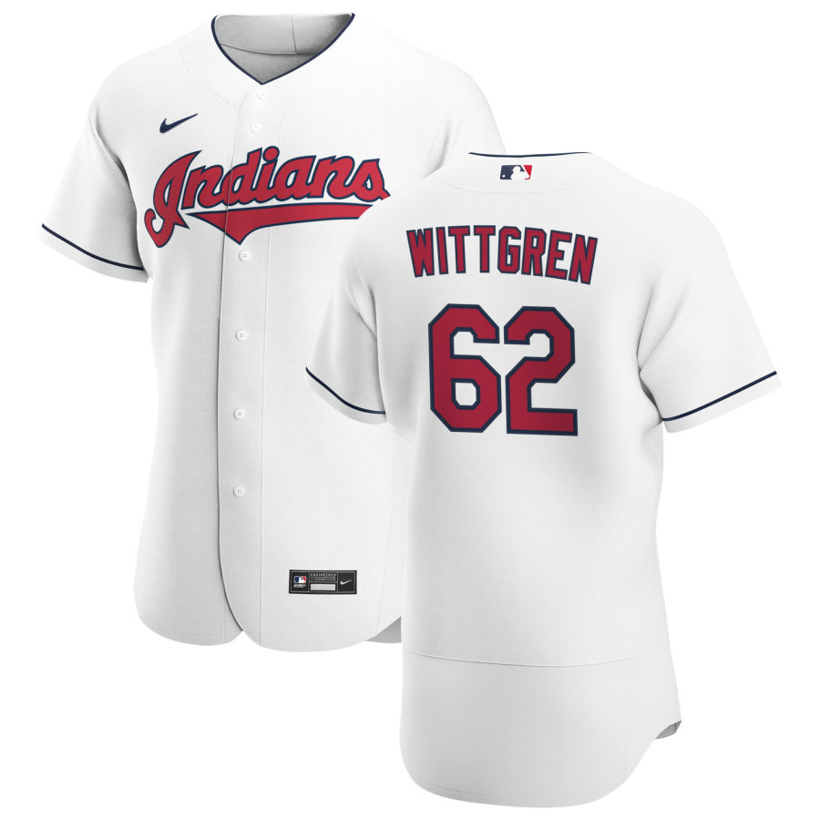 Cleveland Indians #62 Nick Wittgren Men's Nike White Home 2020 Authentic Team MLB Jersey