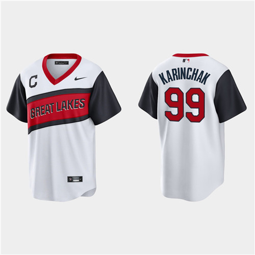 Cleveland Indians #99 James Karinchak Men's Nike White 2021 Little League Class Game MLB Jersey