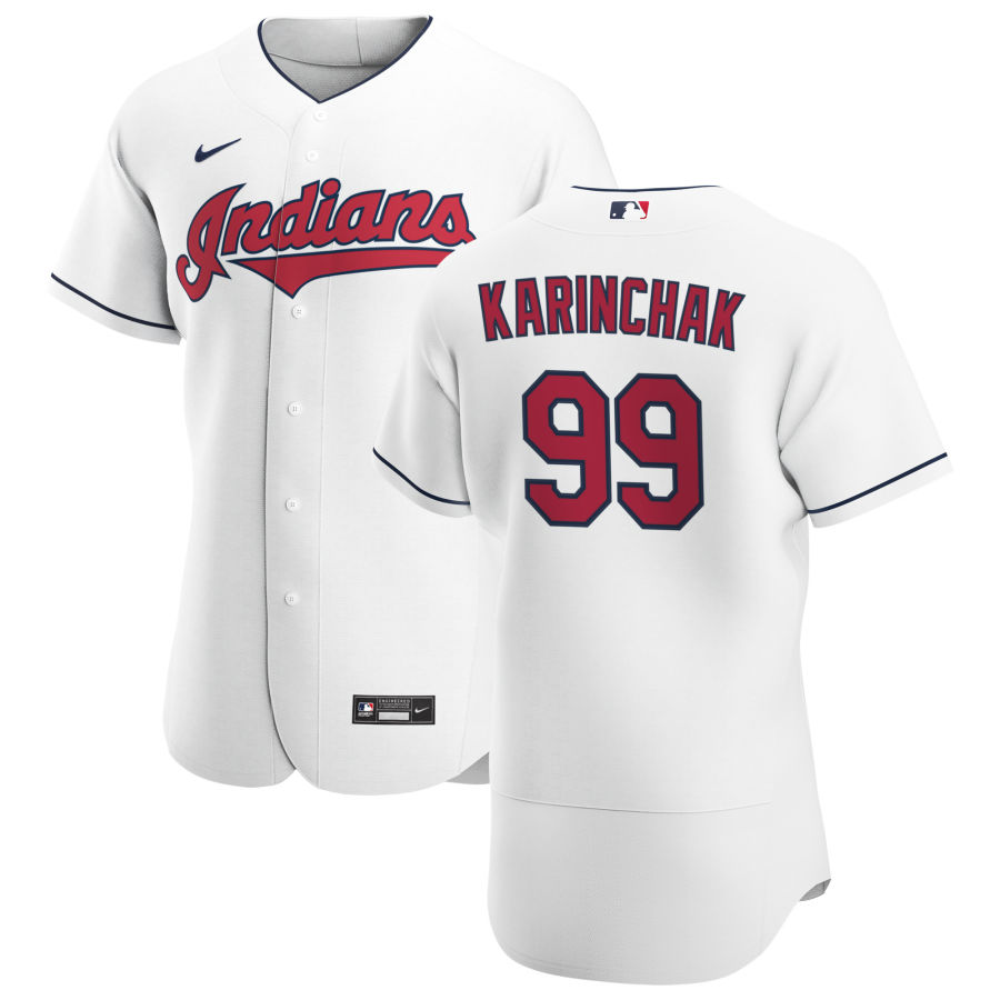 Cleveland Indians #99 James Karinchak Men's Nike White Home 2020 Authentic Team MLB Jersey