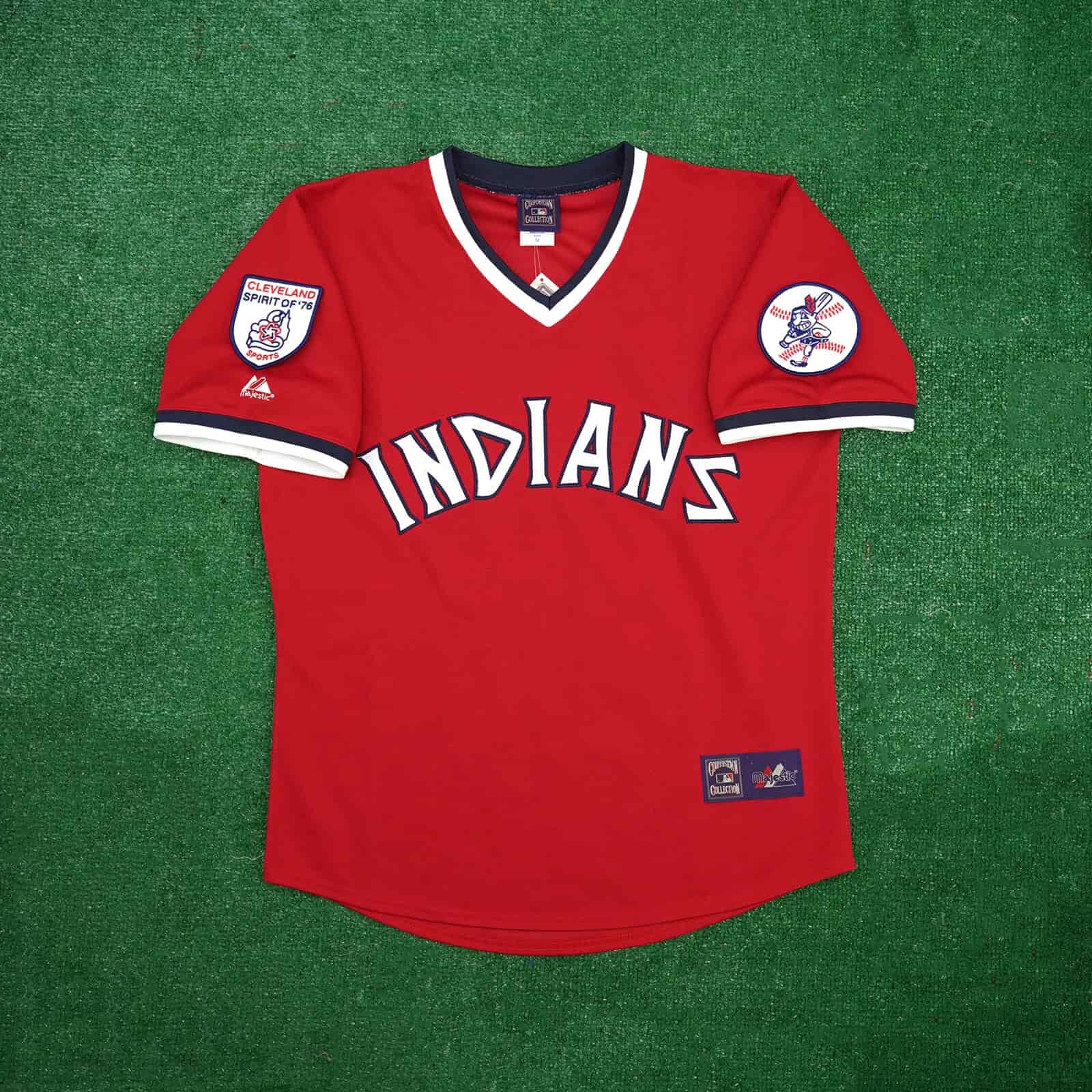 Cleveland Indians 1976 Cooperstown Throwback Men's Red Away Jersey