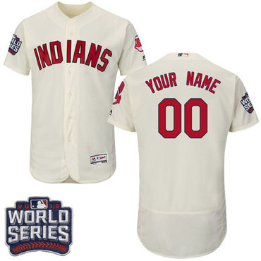 Cleveland Indians Cream World Series Men's Customized Flexbase Jersey