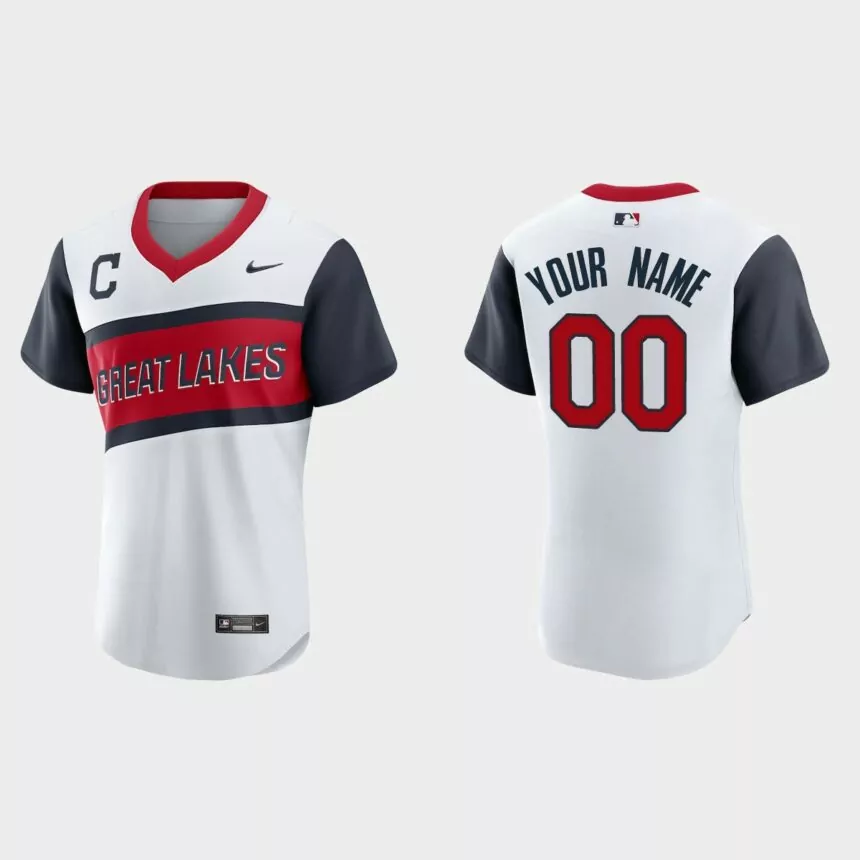 Cleveland Indians Custom 2021 Little League Classic Home Authentic Jersey – White