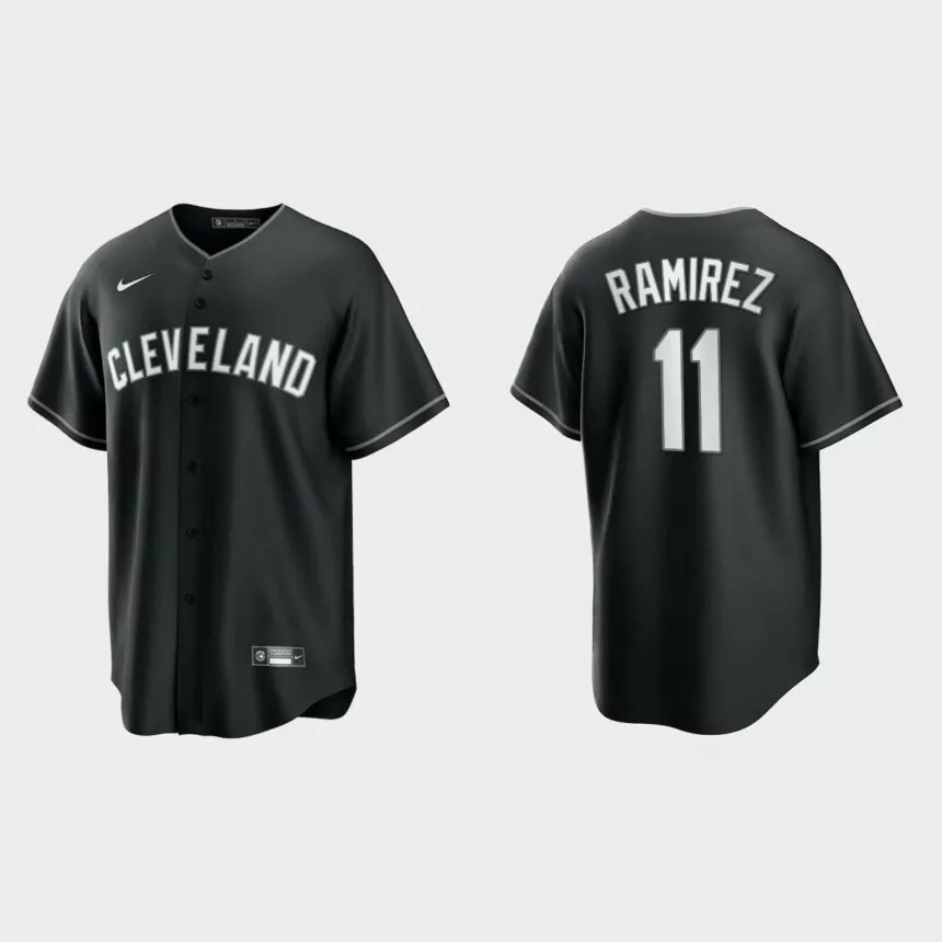 Cleveland Indians Jose Ramirez 2021 All Black Fashion Replica Jersey – Black White