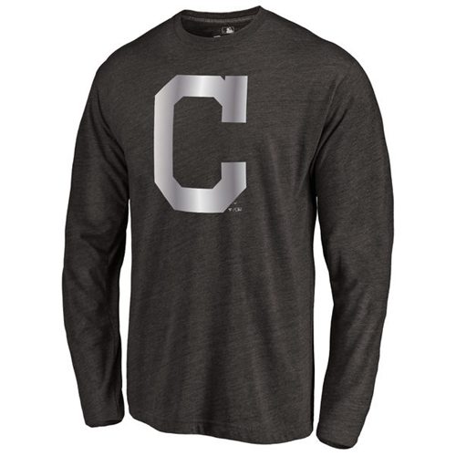 Cleveland Indians Platinum Collection Long Sleeve Tri-Blend T-Shirt Black