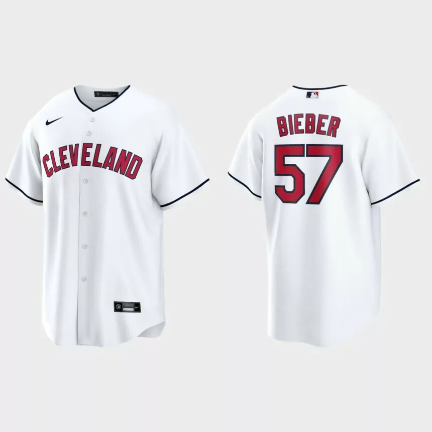 Cleveland Indians Shane Bieber Replica Alternate Jersey – White