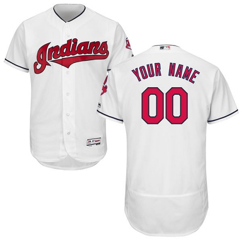 Cleveland Indians White Men's Customized Flexbase Jersey