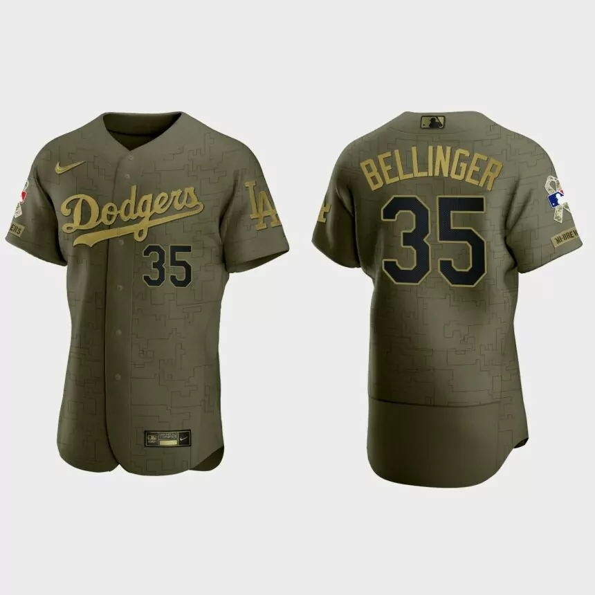 Cody Bellinger Los Angeles Dodgers 2021 Salute to Service Digital Camo Jersey – Green