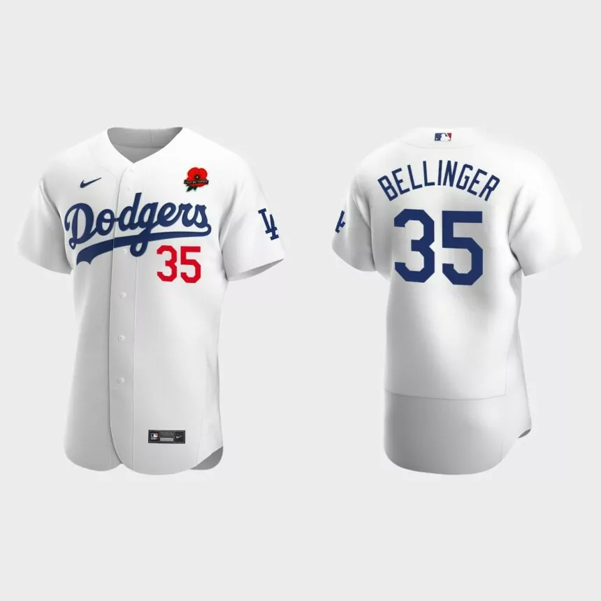 Cody Bellinger Los Angeles Dodgers 2022 Memorial Day Poppy Patch Authentic Jersey – White