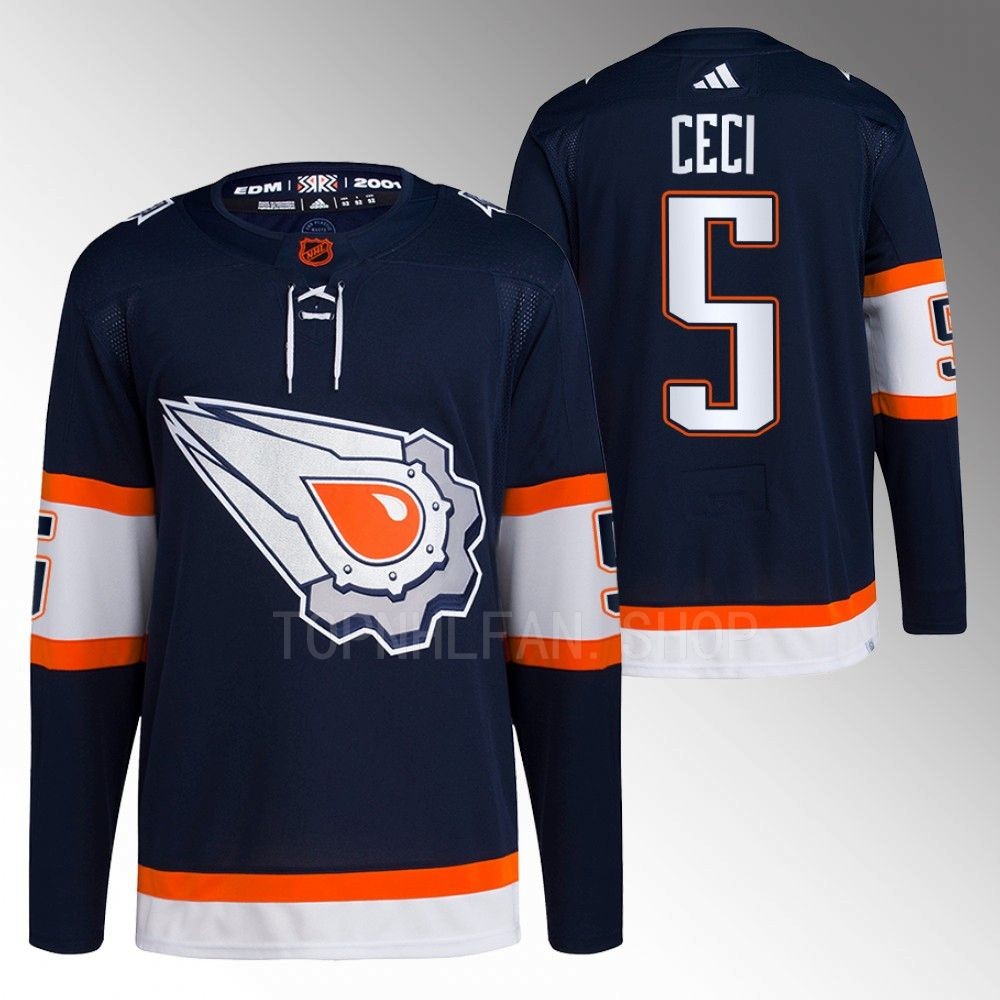 Cody Ceci 2022 Edmonton Oilers Navy Reverse Retro 2.0 Authentic Primegreen Jersey