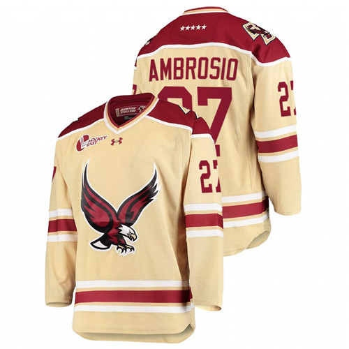 Colby Ambrosio College Hockey 2021-22 Boston College Eagles Beige Jersey