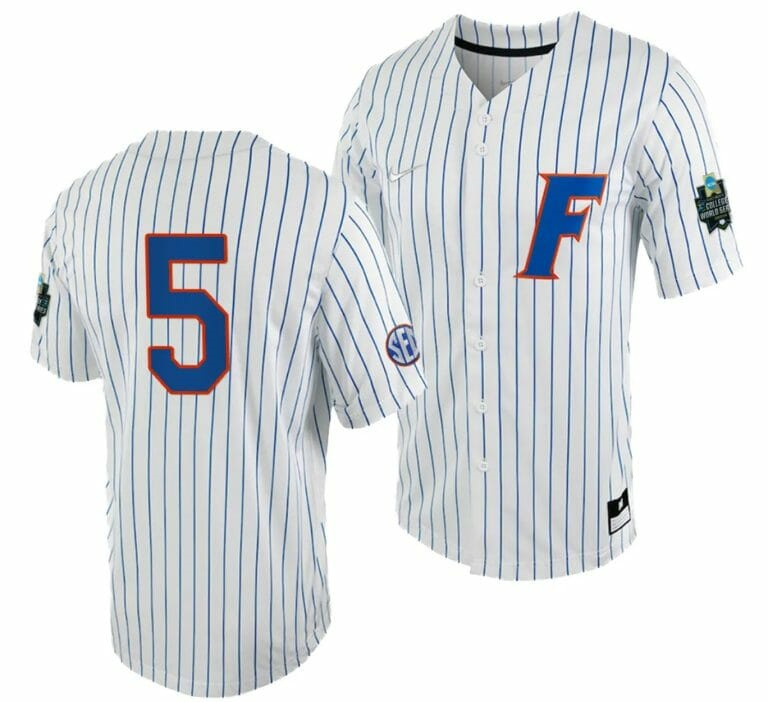 Colby Halter Jersey Florida Gators #5 White Royal 2023 College World Series NCAA Baseball
