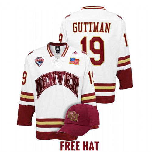Cole Guttman College Hockey Denver Pioneers White Jersey