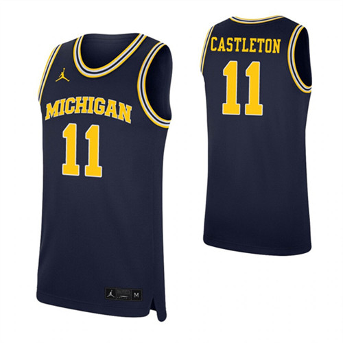 Colin Castleton Jersey Navy Michigan Wolverines Replica