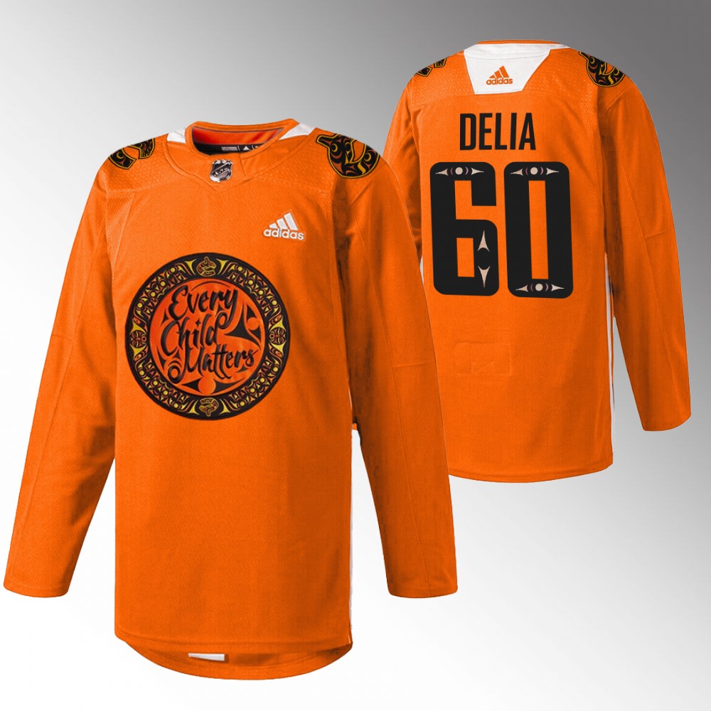 Collin Delia Vancouver Canucks National Day for Truth and Reconciliation Orange 2022 Jersey Warmup