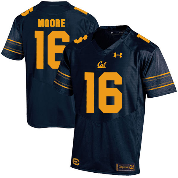 Collin Moore California Golden Bears Men's Jersey - #16 NCAA Navy Blue Stitched Authentic