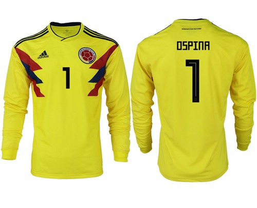 Colombia #1 Ospina Home Long Sleeves Soccer Country Jerse