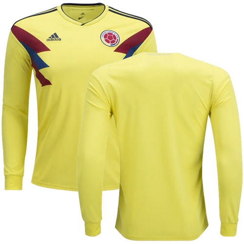 Colombia Blank Home Long Sleeves Soccer Country Jersey