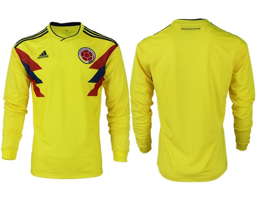 Colombia Blank Home Long Sleeves Soccer Country Jersey