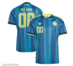 Colombia National Team adidas 2026 Away Replica Custom Jersey - Turquoise
