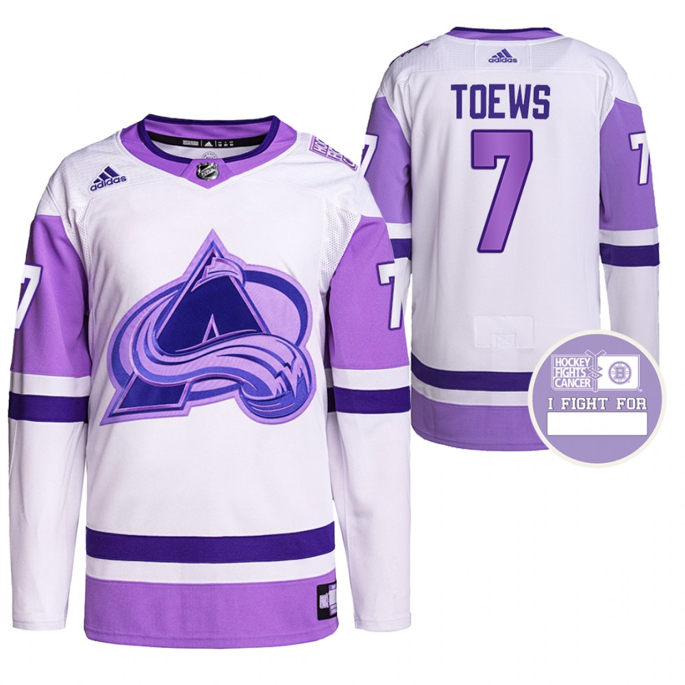 Colorado Avalanche Devon Toews Hockey Fights Cancer White Purple Primegreen Authentic Jersey