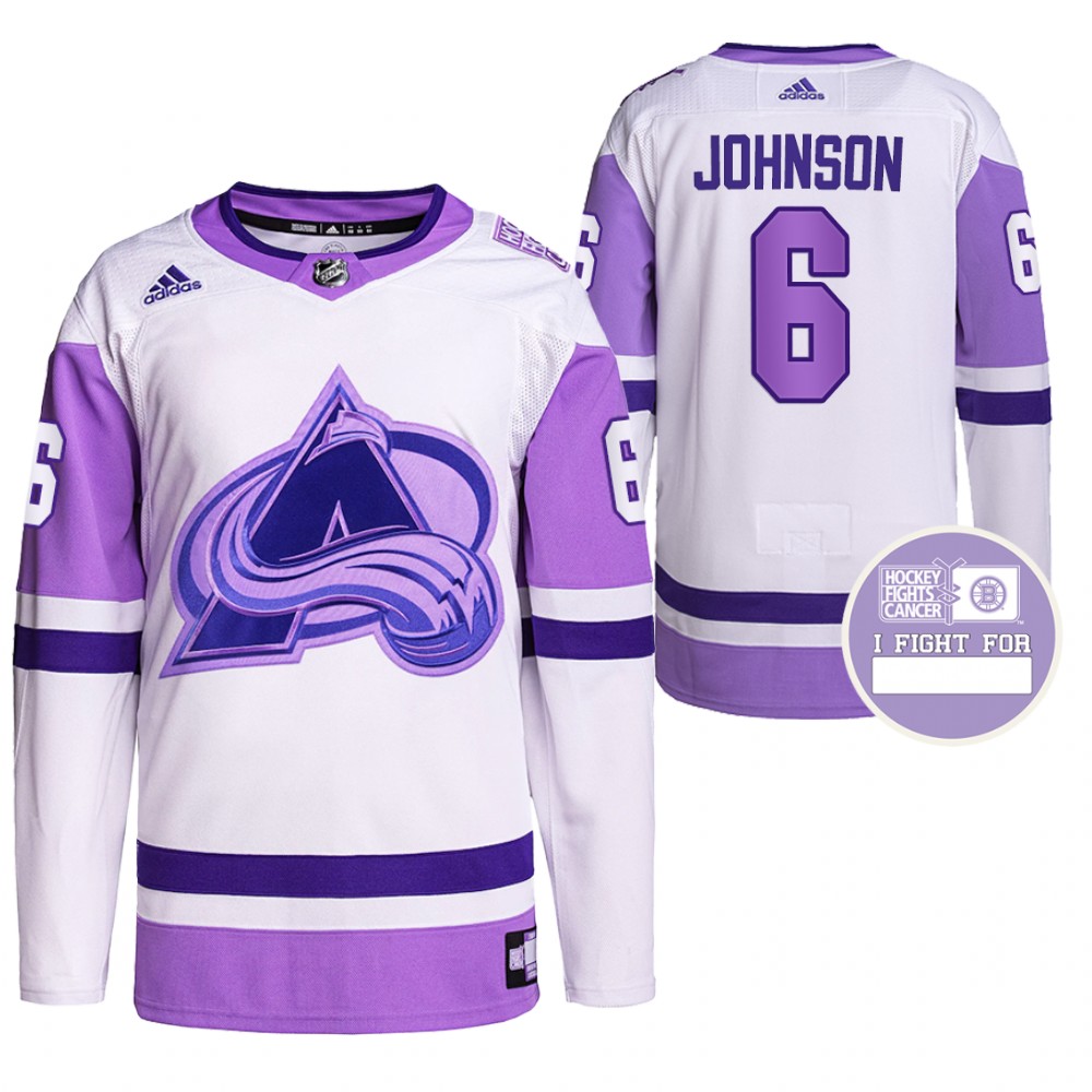 Colorado Avalanche Erik Johnson Hockey Fights Cancer White Purple Primegreen Authentic Jersey