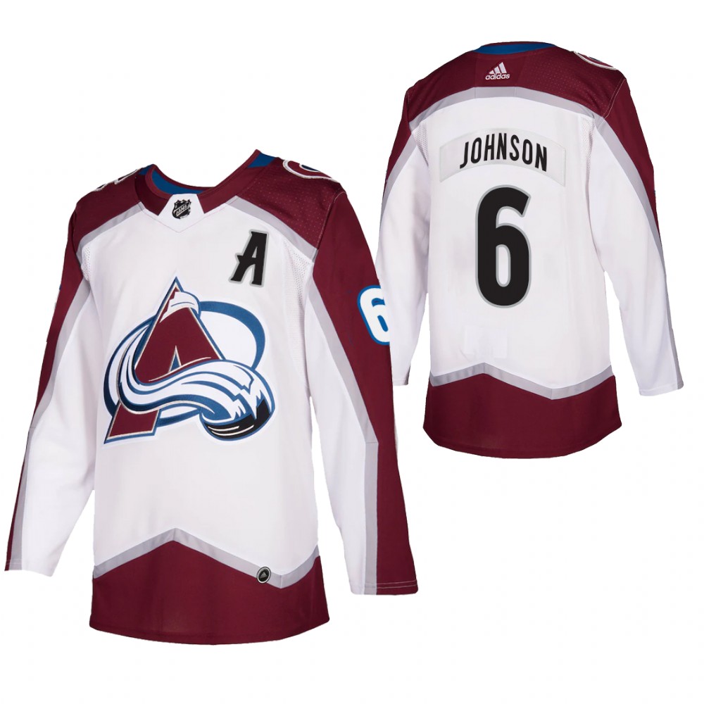 Colorado Avalanche Erik Johnson White 2021 Authentic Away Jersey