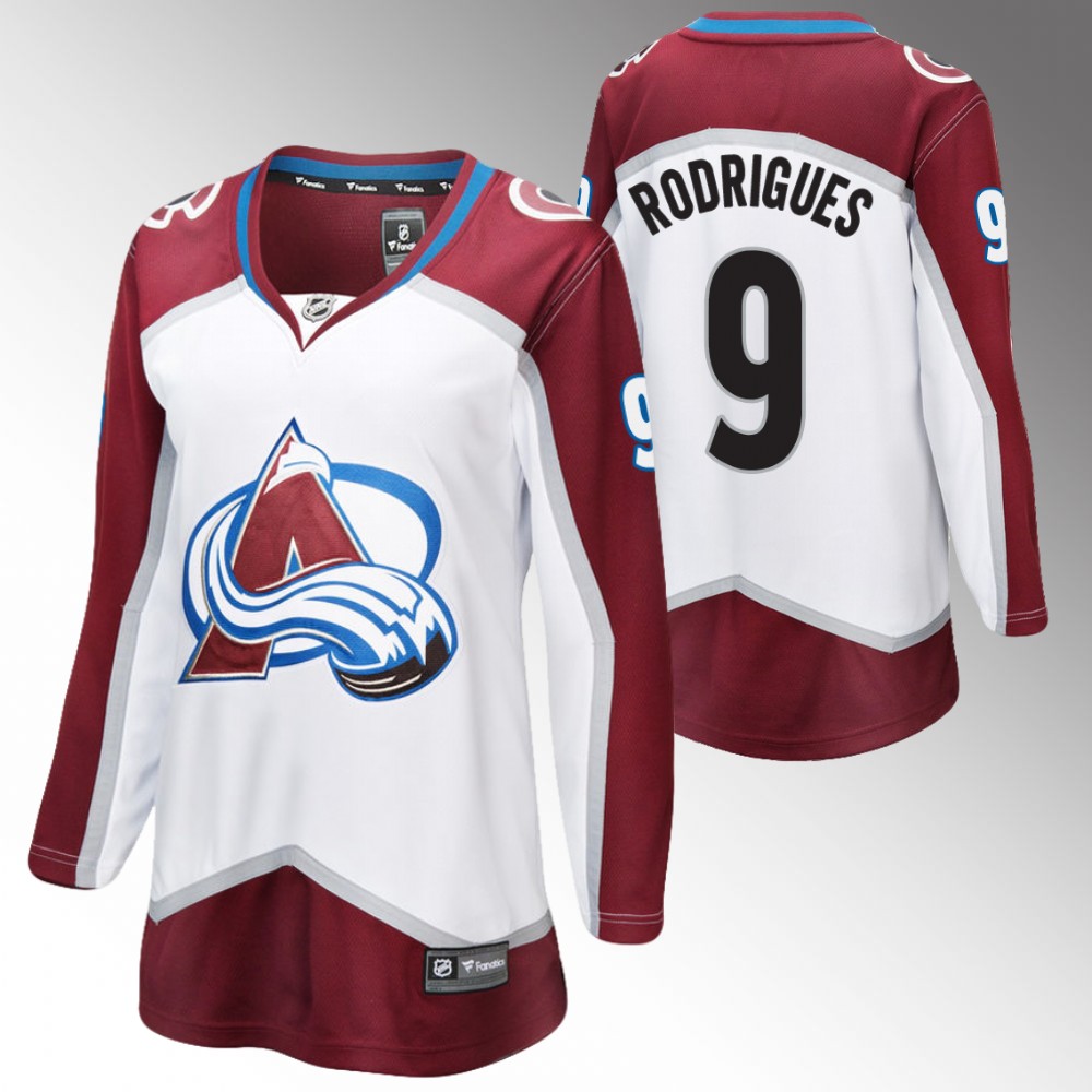 Colorado Avalanche Evan Rodrigues Women White Away Jersey