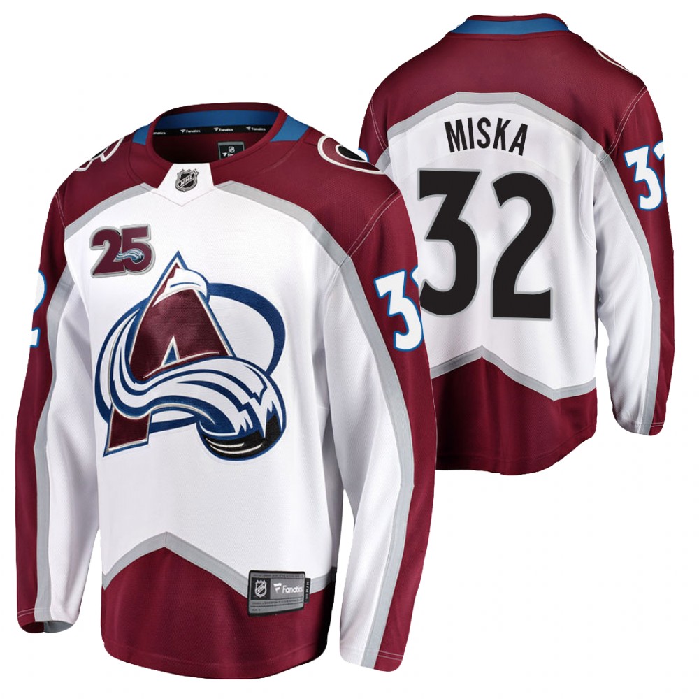 Colorado Avalanche Hunter Miska Men White 2020-21 Away Jersey